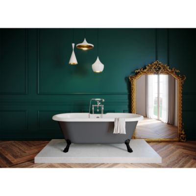 Baignoire îlot 170 x 80 cm grise + 4 pieds noirs, GoodHome Emba