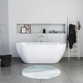 Baignoire ilot acrylique salle de bain, 2 parois, 2 places, 160x75x45cm, Garantie 5 ans, Blanc brillant, DURAMUNA