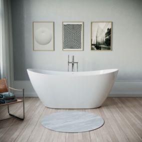 Baignoire ilot acrylique salle de bain, 2 parois, 2 places, 170x70x69cm, Garantie 5 ans, Blanc, DURABERK