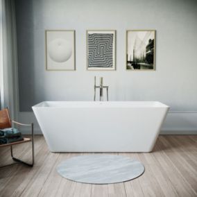 Baignoire ilot acrylique salle de bain, 2 parois, 2 places, 170x75x45cm -Garantie 5 ans- Noir / Blanc, DURASTOR