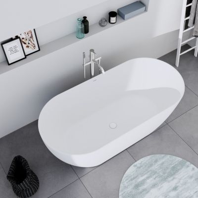 Baignoire ilot acrylique salle de bain, 2 parois, 2 places, 170x80x45cm, Garantie 5 ans, Blanc mat, DURAMUNA