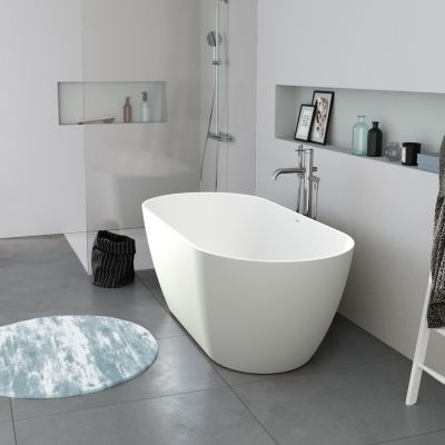 Baignoire ilot acrylique salle de bain, 2 parois, 2 places, 170x80x45cm, Garantie 5 ans, Blanc mat, DURAMUNA