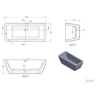 Baignoire îlot noir 170 x 75 cm GoodHome Merkys
