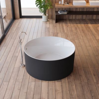 Baignoire îlot ronde Loom 2.0,noir mat, 130x130 cm, by Spalina