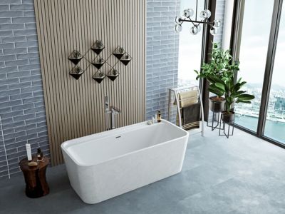 Baignoire Ilot 170 X 78 Cm Allibert Kolora Marbre Blanc Mat Castorama