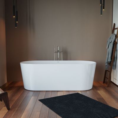 Baignoire îlot 170x75x45cm Blanc Brillant Acrylique double paroi + Bonde et trop plein - Garantie 5 ans - Durakent