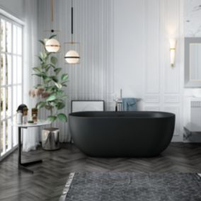 Baignoire îlot design ovale LISBON noir mat 150 cm