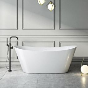 Baignoire îlot design ovale PALMA blanche 170 cm Brillant