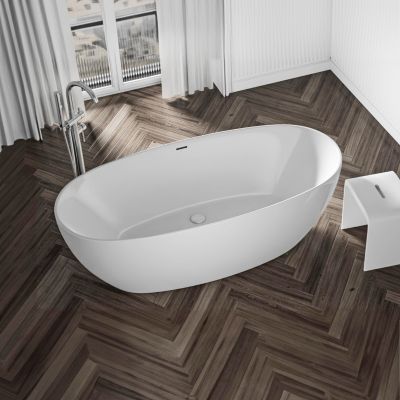 Baignoire îlot moderne acrylique pour salle de bain, isolation thermique, Blanc brillant, 170x80x58cm, Garantie 5 ans, BELAQUA