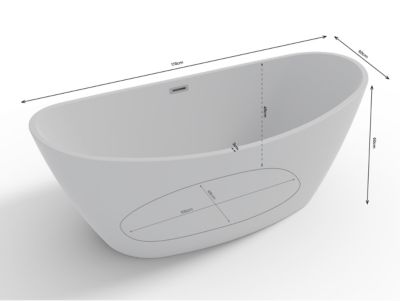 Baignoire îlot ovale NEROON 2.0 L. 170 x l. 80 cm, by SPALINA