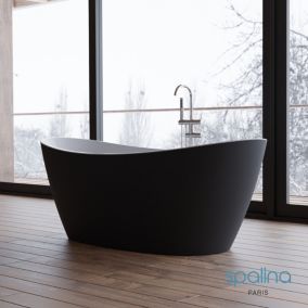 Baignoire îlot ovale NEROON 2.0 Noire L. 170 x l. 80 cm, by SPALINA