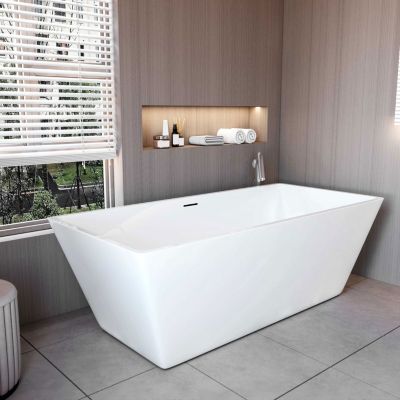 Baignoire îlot rectangulaire L170x80xH58cm blanc en Acrylique avec Bonde et trop plein - Installation facile, effet garanti