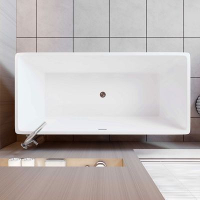 Baignoire îlot rectangulaire L170x80xH58cm blanc en Acrylique avec Bonde et trop plein - Installation facile, effet garanti