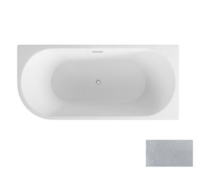 Baignoire îlot ZOYA GLAM SILVER angle droit - 150 x 75 cm