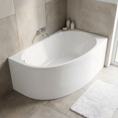 Baignoire pour angle droit Horyn L. 150 cm x l. 90 cm blanc