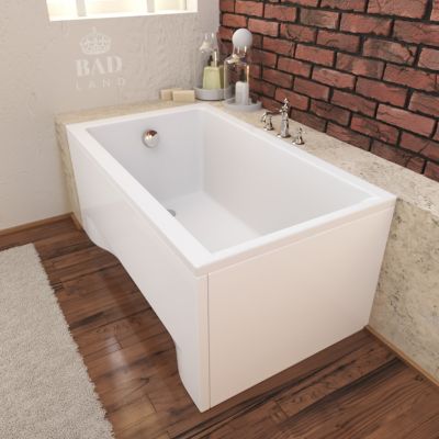 Baignoire rectangulaire 120 x 70 CAPRI acrylique blanc + avec Tablier + Pieds + Vidage à chromé