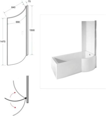 Baignoire rectangulaire 150 x 70 Droite INSPIRO acrylique blanc + Habillage en polystyrène + Pieds + Vidage à chromé