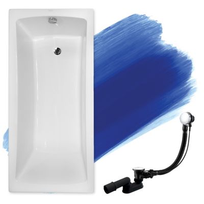 Baignoire rectangulaire 150 x 70 OPTIMA acrylique blanc, sans Habillage + Pieds + Vidage à chromé