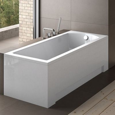 Baignoire rectangulaire 160 x 70 MODERN acrylique blanc + Support stabilisateur en polystyrène + Pieds + Vidage à chromé