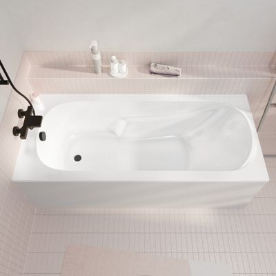 Baignoire rectangulaire 160x70x54cm - Acrylique et ABS Blanc - Dossier et accoudoirs intégrés