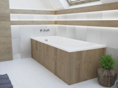 Baignoire rectangulaire 170 x 75 MEDIUM acrylique blanc + Support stabilisateur en polystyrène + Pieds + Vidage à chromé