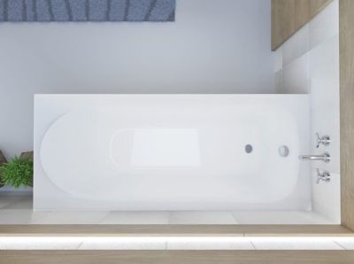 Baignoire rectangulaire 170 x 75 MEDIUM acrylique blanc + Support stabilisateur en polystyrène + Pieds + Vidage à chromé
