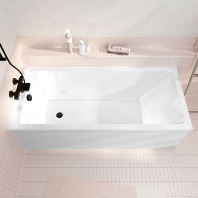 Baignoire rectangulaire 170x75x54cm avec dossier - Acrylique et ABS Blanc brillant