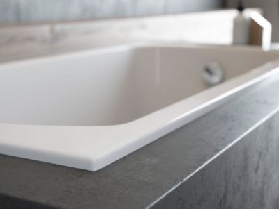 Baignoire rectangulaire 180 x 80 CLASSIC SLIM acrylique blanc + Support stabilisateur en polystyrène + Pieds + Vidage à chromé