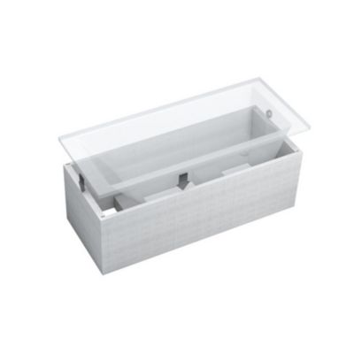 Baignoire rectangulaire 180 x 80 CLASSIC SLIM acrylique blanc + Support stabilisateur en polystyrène + Pieds + Vidage à chromé