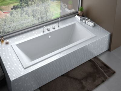 Baignoire rectangulaire 180 x 80 QUADRO SLIM acrylique blanc, sans Habillage + Pieds + Vidage à chromé