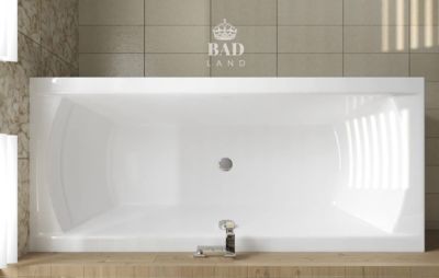 Baignoire rectangulaire 190 x 90 INES acrylique blanc + avec Tablier + Pieds + Vidage à chromé