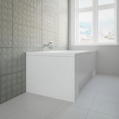 Baignoire rectangulaire 190 x 90 INES acrylique blanc + avec Tablier + Pieds + Vidage à chromé