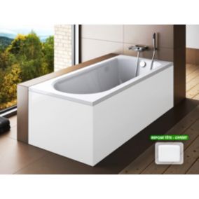 Baignoire rectangulaire - avec Tablier Blanc et Repose Tête OFFERT - INTRICA - 150 x75 cm