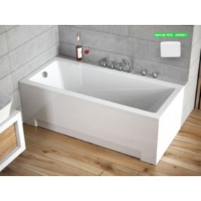 Baignoire rectangulaire - avec Tablier Blanc et Repose Tête OFFERT - MODERN - 140 x 70 cm