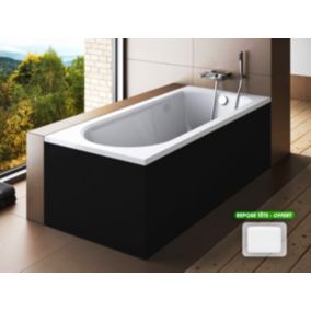 Baignoire rectangulaire - avec Tablier Noir Mat et Repose Tête OFFERT - INTRICA - 150 x75 cm