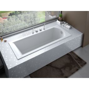 Baignoire rectangulaire blanche à encastrer - SHEA SLIM - 150 x 70 cm