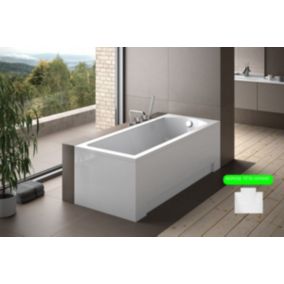 Baignoire rectangulaire + tablier blanc + repose tête - SHEA - 160 x 70 cm