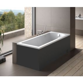 Baignoire rectangulaire + tablier noir + repose tête - SHEA - 140 x 70 cm