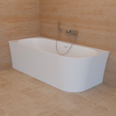 Baignoire semi-îlot murale d'angle gauche L.180 x l.80 cm blanc Spalina Cosmic