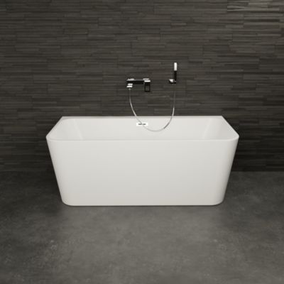 Baignoire semi-îlot murale L.150 x l.69 cm blanc Spalina Mint