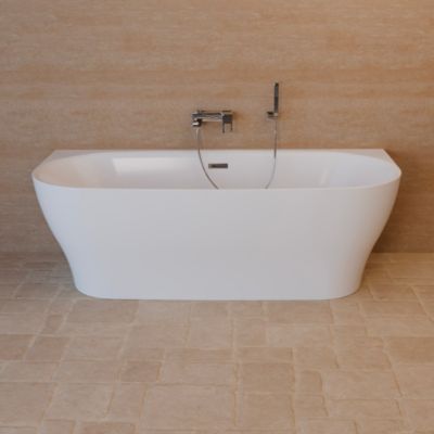 Baignoire semi-îlot murale L.180 x l.75 cm blanc Spalina Velvet