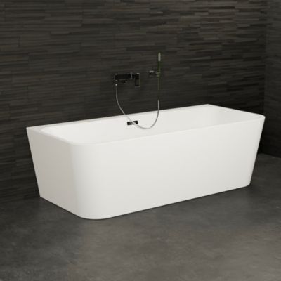 Baignoire semi-îlot murale Mint 160, blanc, 160x75 cm, by Spalina