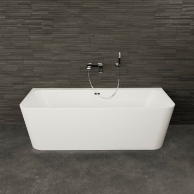 Baignoire semi-îlot murale Mint 160, blanc, 160x75 cm, by Spalina