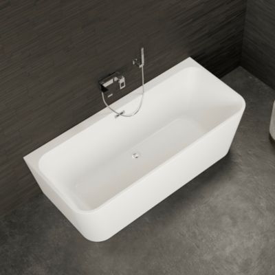 Baignoire semi-îlot murale Mint 160, blanc, 160x75 cm, by Spalina
