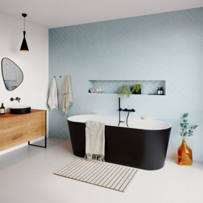 Baignoire semi-îlot Nakina L. 160 cm x l. 75 cm noir