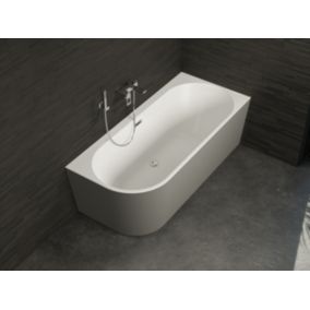 Baignoire semi-îlot murale CAPRI 160 Droite Grise L. 160 x l. 76 cm, by SPALINA