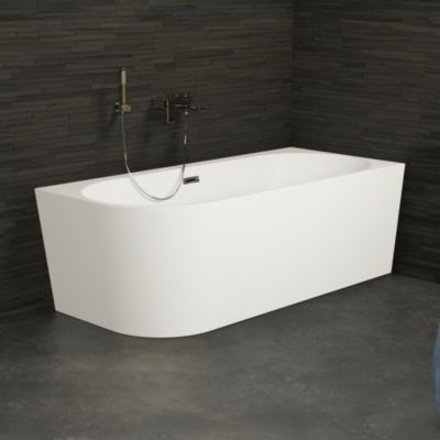 Baignoire semi-îlot murale CAPRI 180 Droite L. 180 x l. 81 cm, by SPALINA