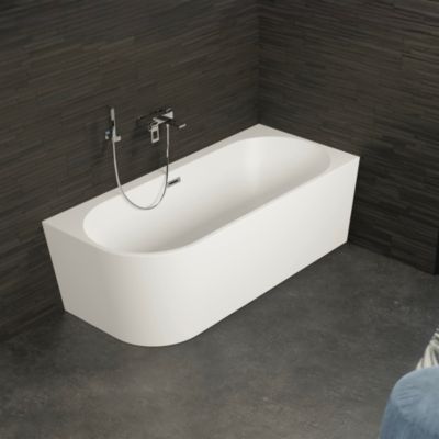 Baignoire semi-îlot murale CAPRI 180 Droite L. 180 x l. 81 cm, by SPALINA