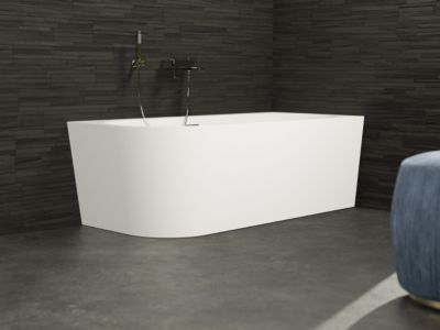 Baignoire semi-îlot murale CAPRI 180 Droite L. 180 x l. 81 cm, by SPALINA