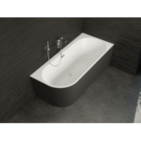 Baignoire semi-îlot murale CAPRI 180 Droite Noire L. 180 x l. 81 cm, by SPALINA